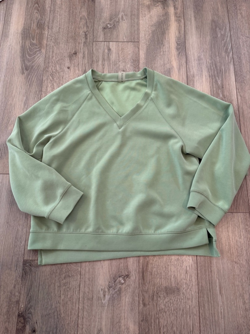 Soft V-Neck Pullover Sweatshirt in Sage Green